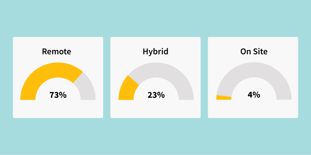 Remote, Hybrid, On Site freelancing work statistic.